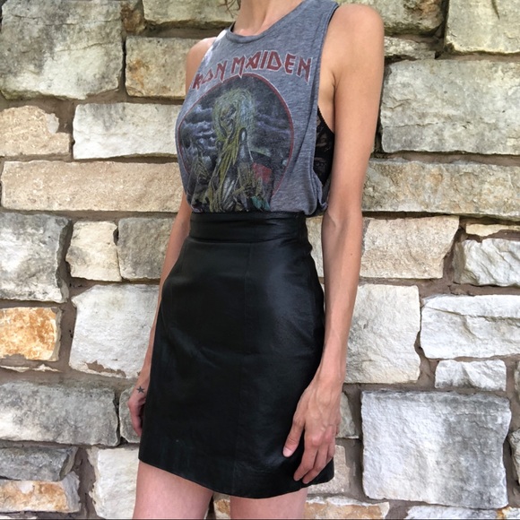 Vintage Dresses & Skirts - Vintage leather mini skirt